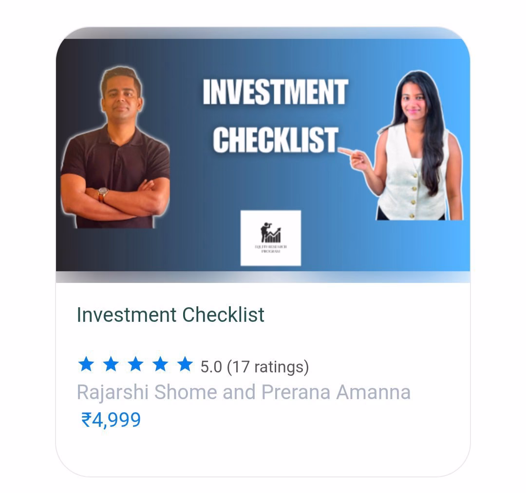 Equity Research Program Course Investment Checklist PRERANA NIREEKSHA AMANNA & RAJARSHI SHOME Course 2 photo 2025 10 11 13 14 00